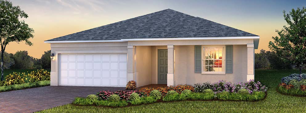 Ginger model home exterior rendering, Melody Preserve, Ocala FL