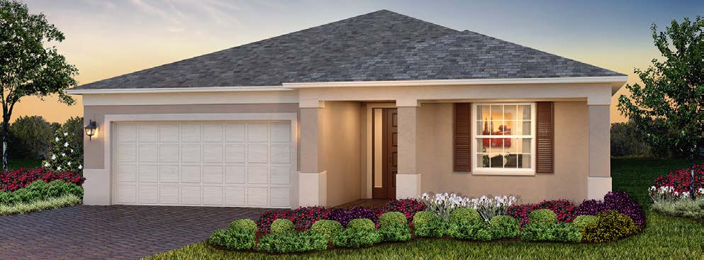 Sunflower model home exterior rendering, Melody Preserve, Ocala FL